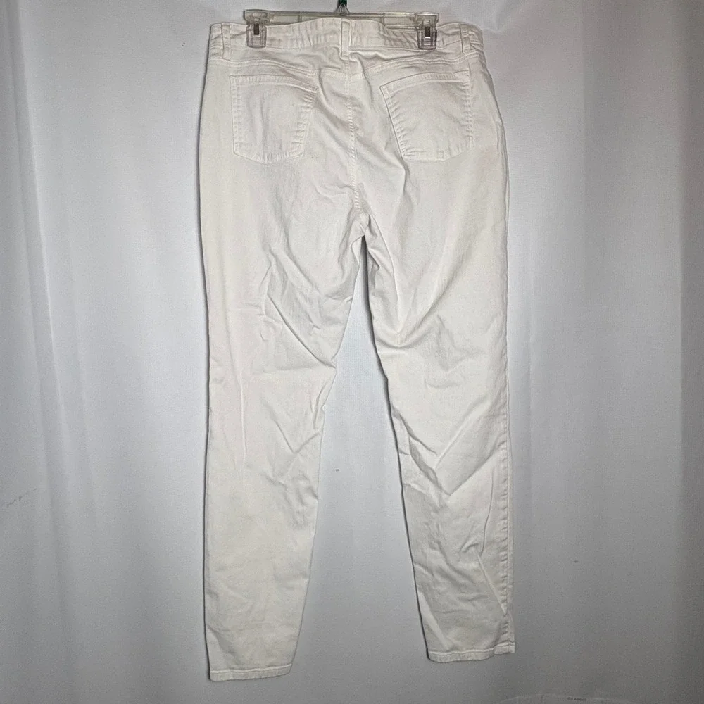 Eileen Fisher Womens White Skinny Slim Leg‎ Jeans Size 14 Made in USA Stretch
